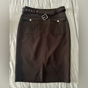 White House Black Market Black Cargo Pocket Midi Skirt